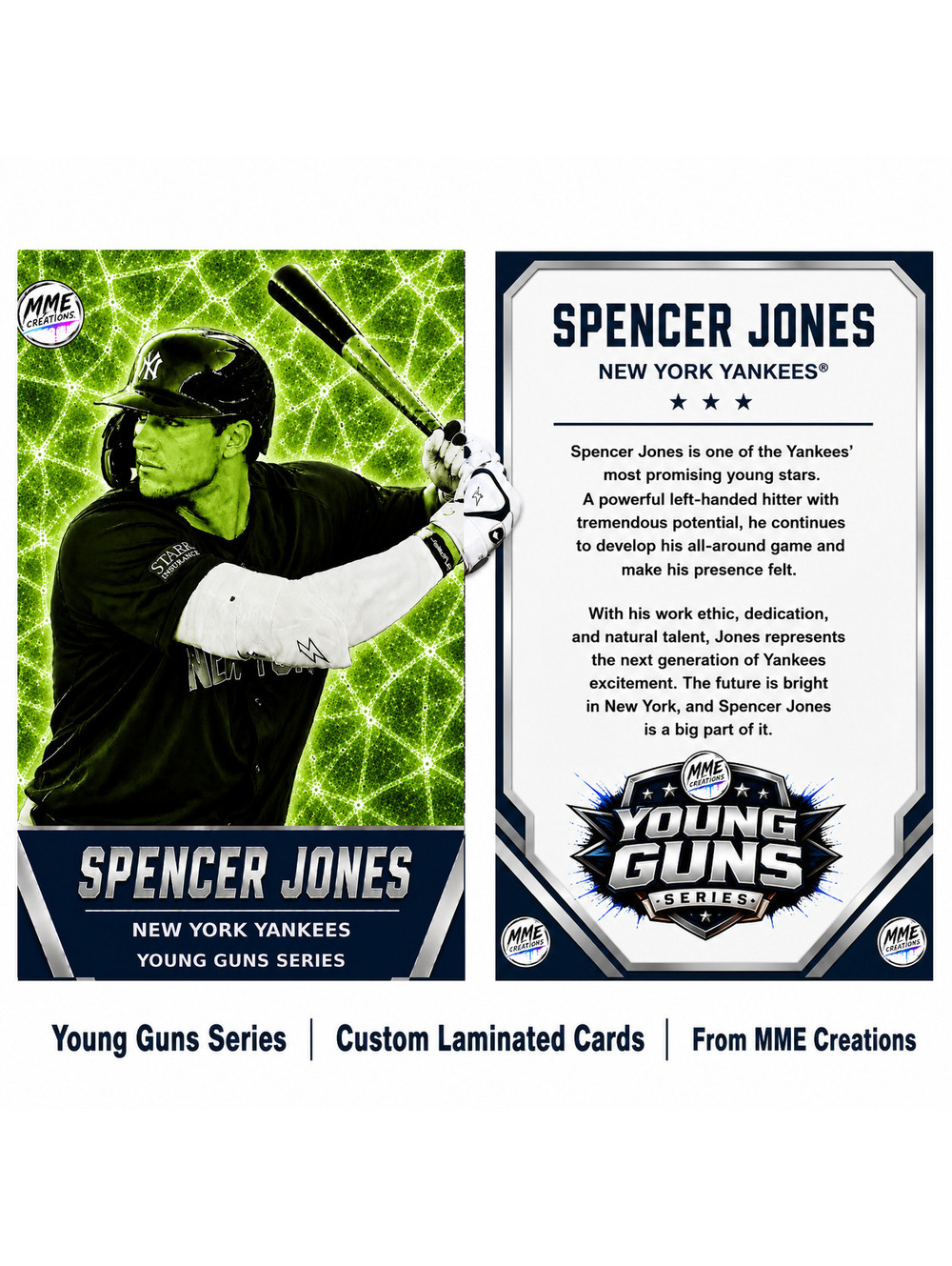 4240 Spencer Jones | Young Guns | Laminated Custom Baseball Card | Green Ice2